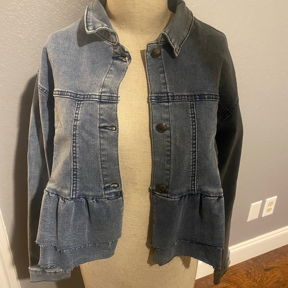 Denim Jacket with ruffles - crazy train